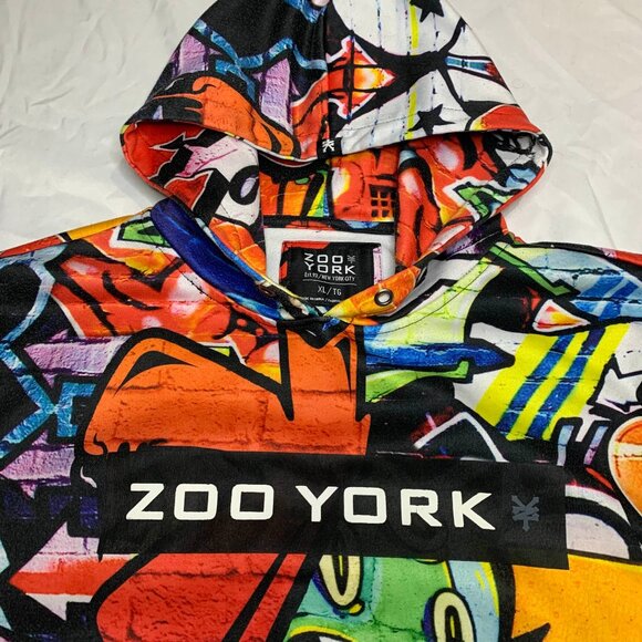 ZOO YORK Graffiti Hoodie XL Pullover AOP Graffiti Y2K Skater Older Brother Core - Picture 4 of 7